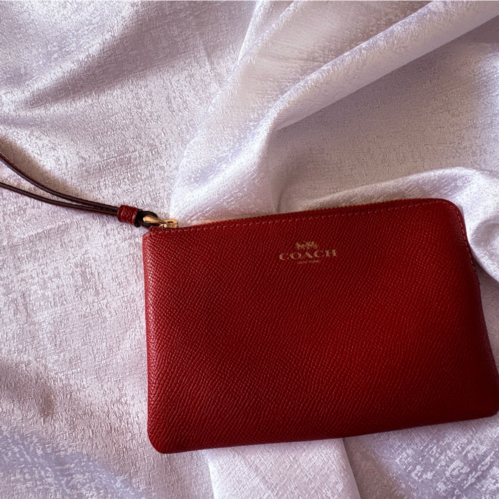 Coach Red Leather Clutch Wristlet